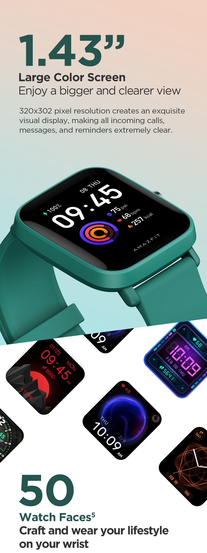 Smartwatch Exclusive Amazfit à Prova d'água