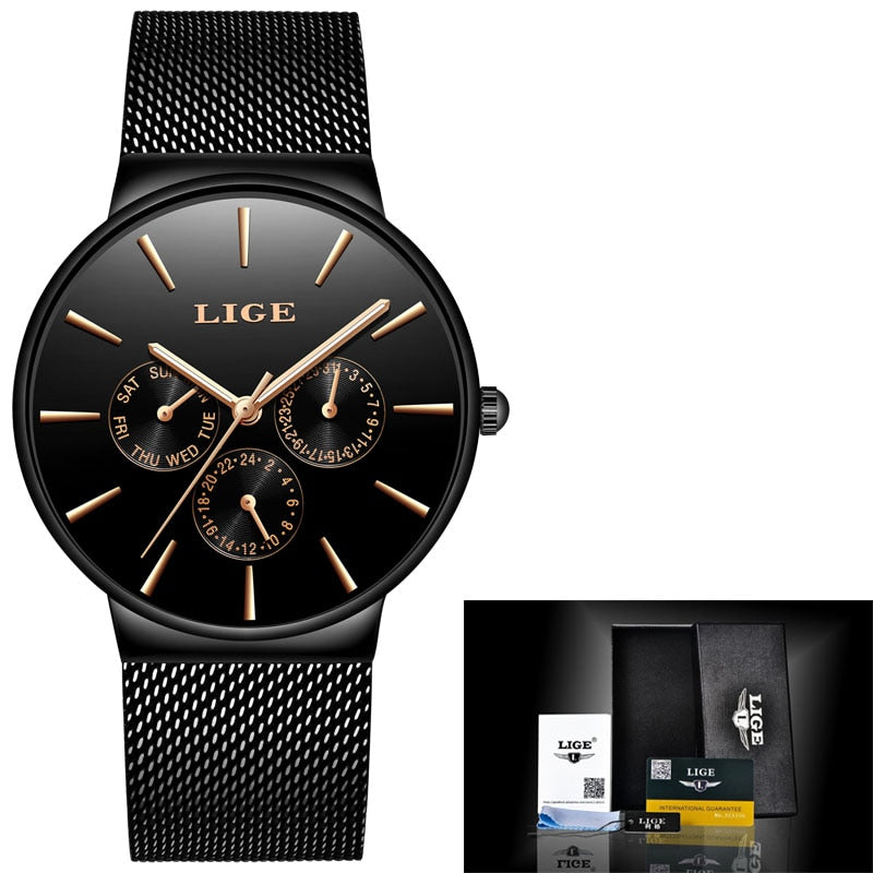 Relógio De Aço Slim New Fashion à prova d'água